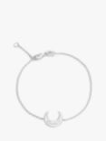 Merci Maman Personalised Crescent Moon Chain Bracelet, Silver