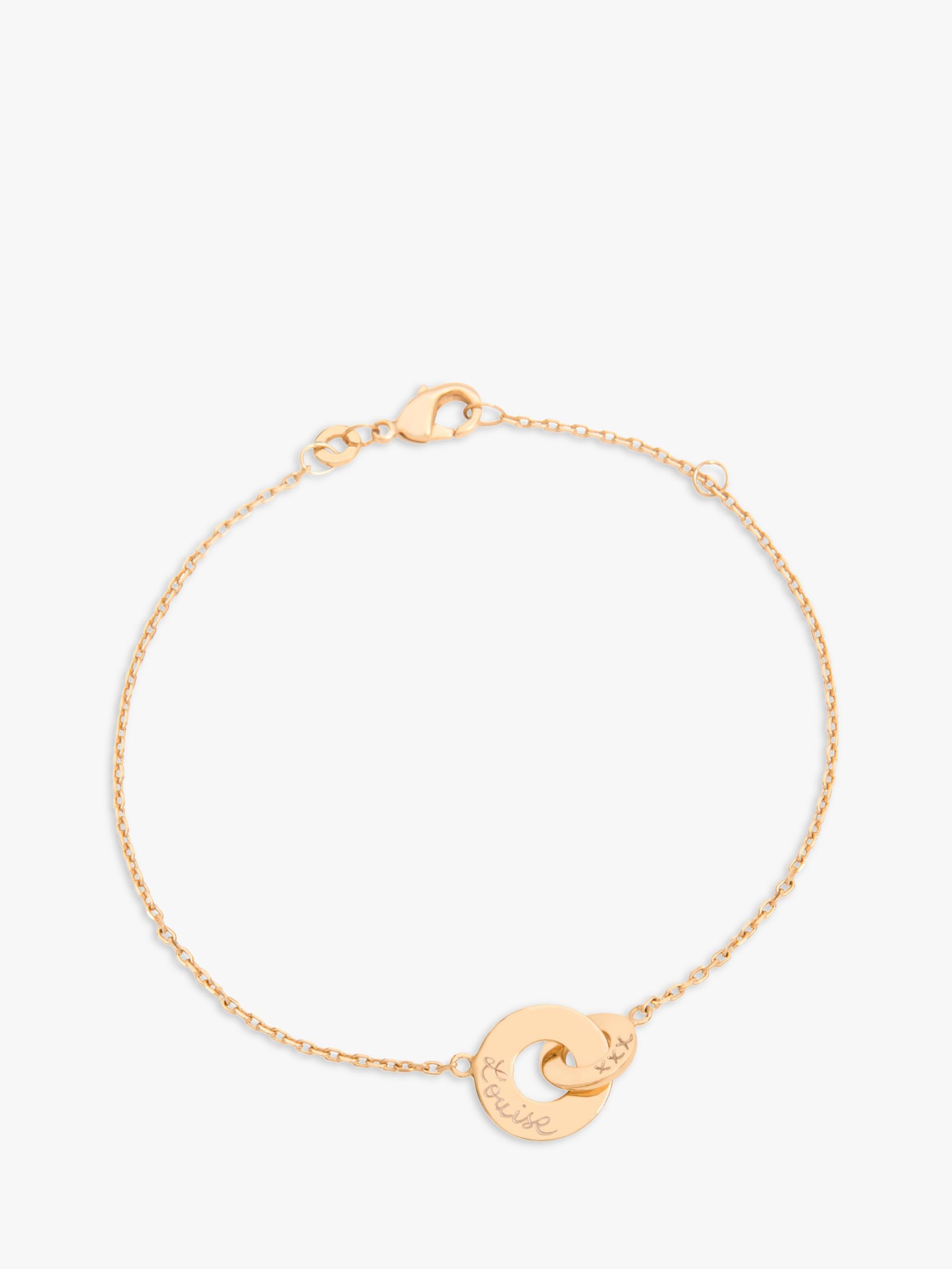 Merci Maman Personalised Mini Intertwined Circle Chain Bracelet, Gold