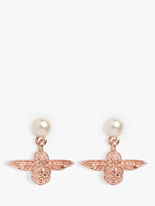 Olivia Burton Bee & Pearl Earrings, Rose Gold