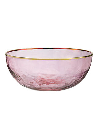 John Lewis & Partners Hammered Glass Medium Bowl, Rose/Gold, 17.5cm