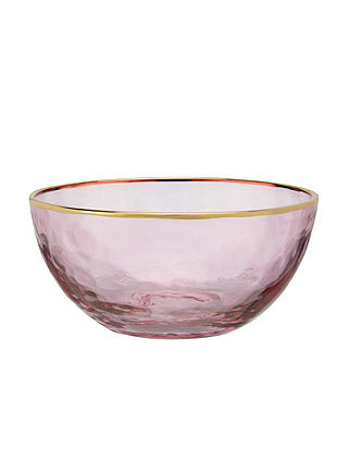 John Lewis & Partners Hammered Glass Small Bowl, Rose/Gold, 13cm
