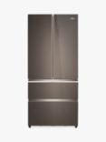 Haier HB18FGSAAA Freestanding 70/30 American Fridge Freezer, Glass Stainless Steel