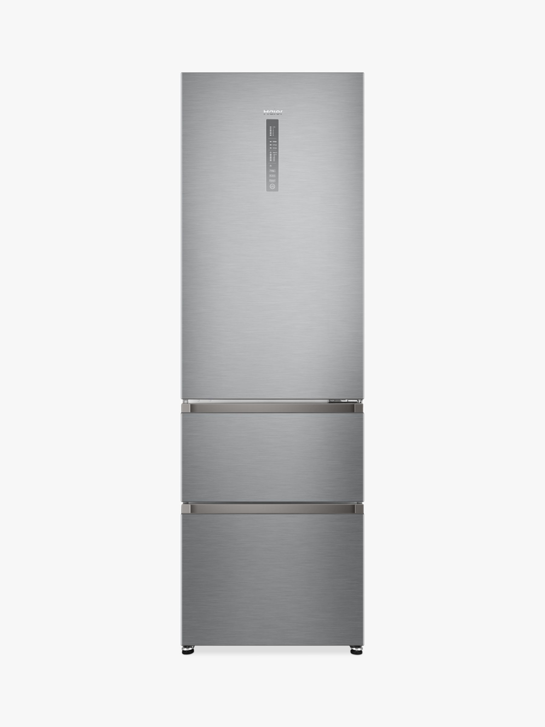 Haier A3FE635CGJE Freestanding 3-Door Fridge Freezer, A+ Energy Rating, 60cm Wide, Silver