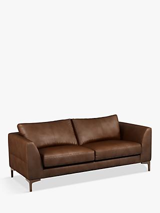 Belgrave Range, John Lewis Belgrave Large 3 Seater Leather Sofa, Dark Leg, Contempo Castanga