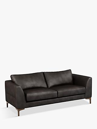 John Lewis Belgrave Large 3 Seater Leather Sofa, Dark Leg
