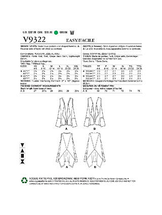 Vogue Women's Vest Top Sewing Pattern, 9322, ZZ