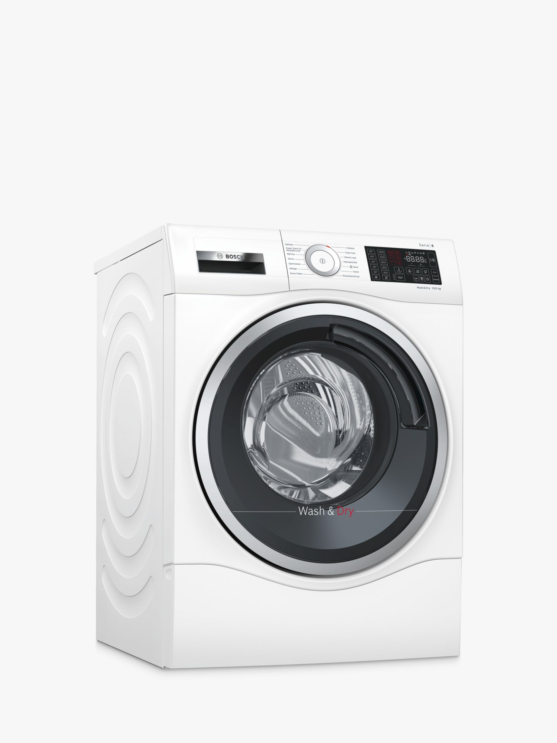 Bosch WDU28560GB Freestanding Washer Dryer, 10kg Wash/6kg Dry Load, A Energy Rating, 1400rpm Spin, White