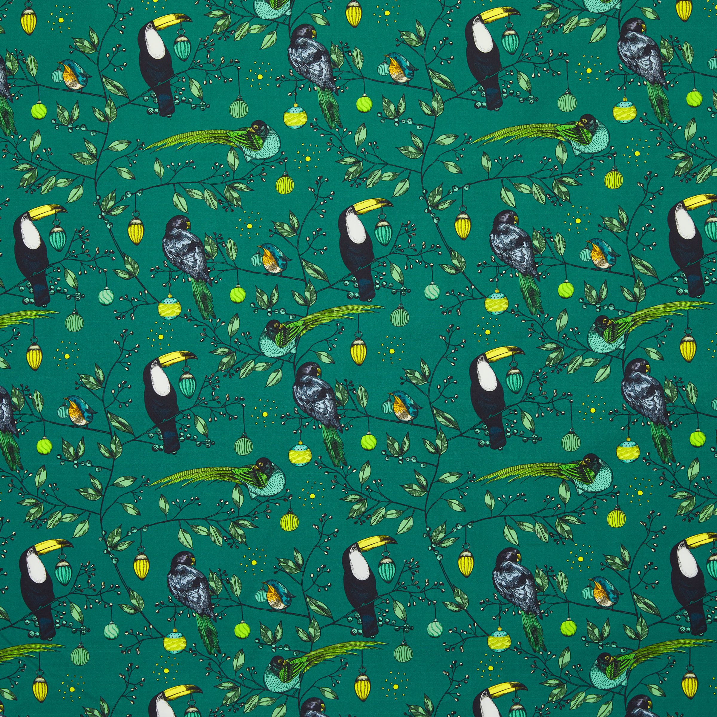 John Lewis & Partners Emerald Toucan Print Fabric, Green