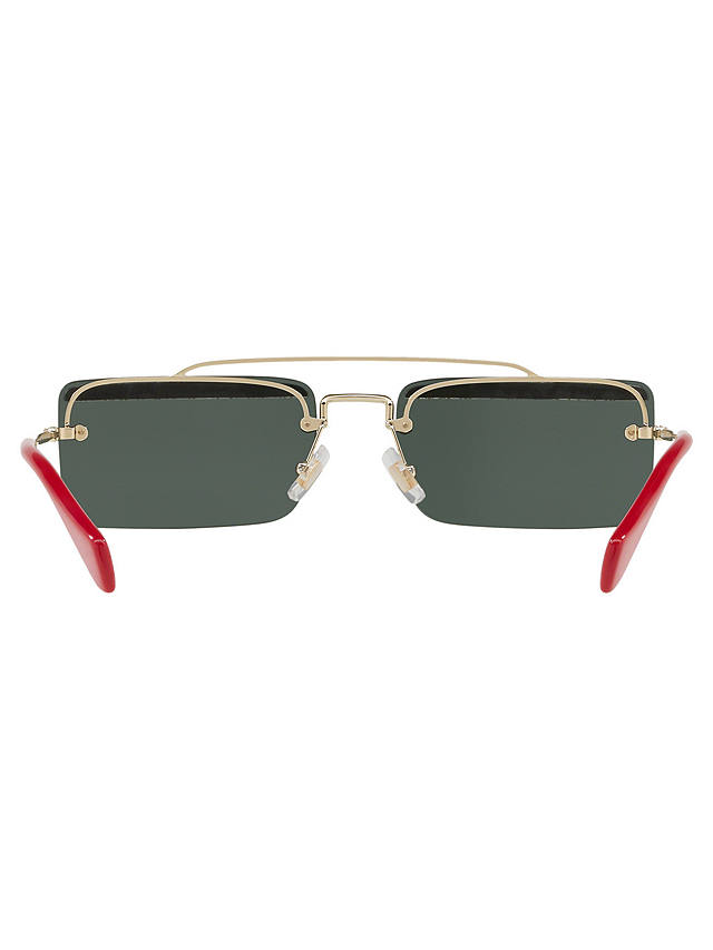 Miu Miu MU 59TS Women's Embellished Rectangular Sunglasses, Light Gold/Green