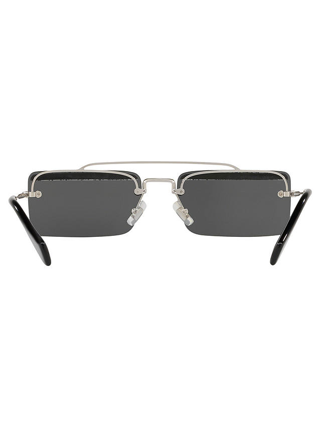 Miu Miu MU 59TS Women's Embellished Rectangular Sunglasses, Silver/Grey