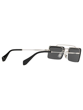 Miu Miu MU 59TS Women's Embellished Rectangular Sunglasses, Silver/Grey