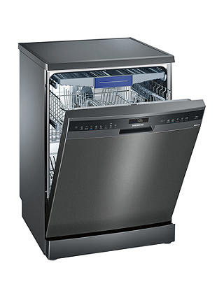 Siemens SN258B00ME Freestanding Dishwasher, Black Steel