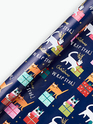 John Lewis & Partners Rainbow Christmas Cats Gift Wrap, 3m