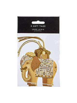 John Lewis & Partners Gold Elephant Gift Tags, Pack of 4