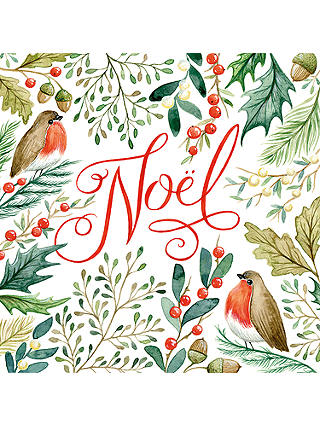 Art File Foliage Noel Robin Cello Christmas Cards, Pack of 6
