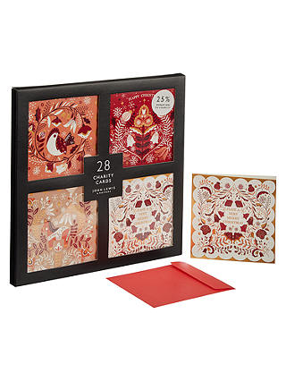 John Lewis & Partners Amber Fancy Folklore Square Tray Christmas Card, Pack of 28