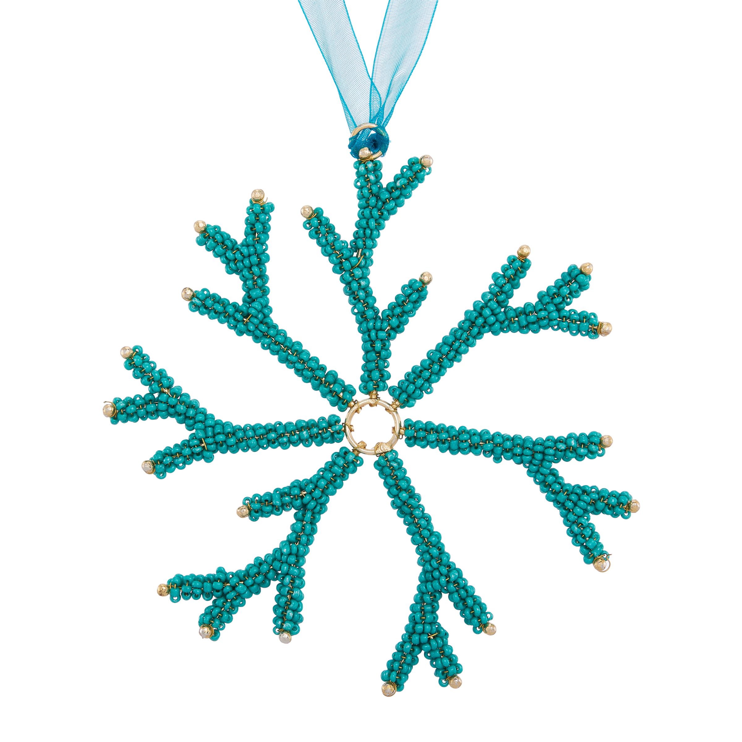 John Lewis & Partners Sapphire Beaded Coral Tree Decoration, Blue