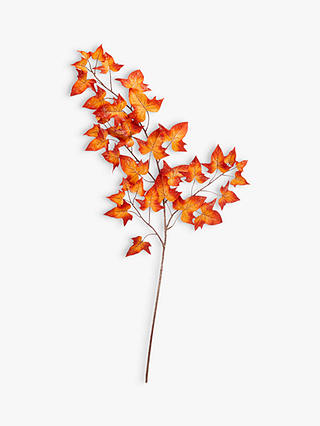 John Lewis & Partners Amber Glitter Autumn Leaf Spray, Orange