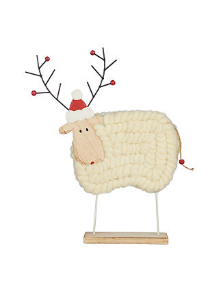 John Lewis & Partners Amber Reindeer Woolly Sheep, White