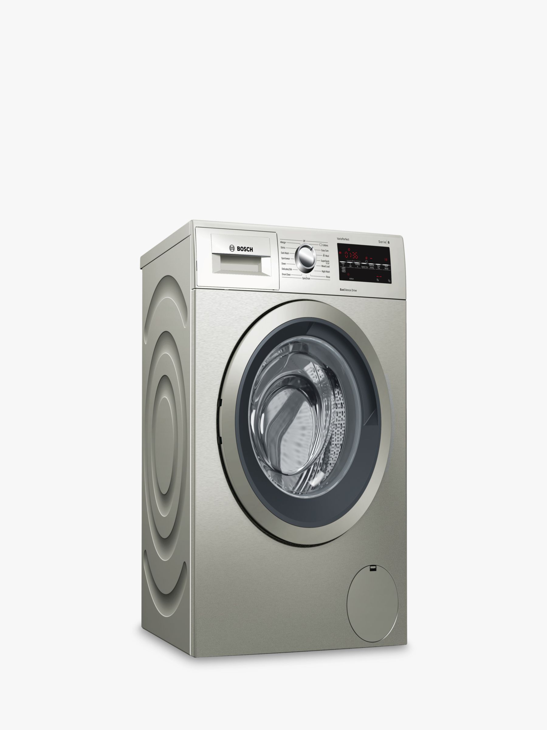 Bosch WAT2840SGB Freestanding Washing Machine, 9kg Load, A+++ Energy Rating, 1400rpm Spin Speed, Silver