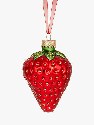 John Lewis & Partners Rainbow Strawberry Bauble, Red
