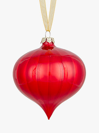 John Lewis & Partners Ruby Striped Onion Finial Bauble, Red