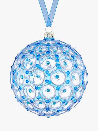 John Lewis & Partners Sapphire Indented Circle Bauble, Blue