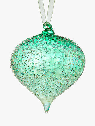 John Lewis & Partners Emerald Iridescent Textured Bauble, Green