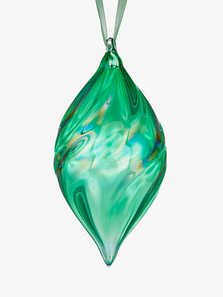 John Lewis & Partners Emerald Iridescent Drop Bauble, Green
