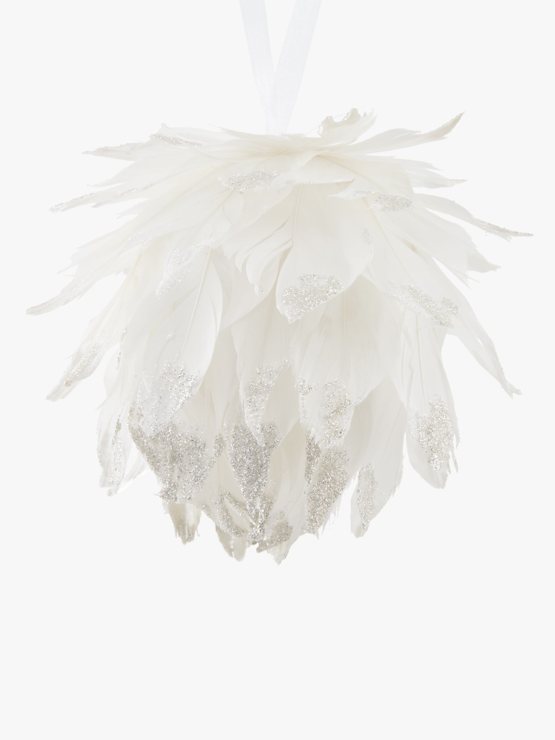 John Lewis & Partners Moonstone Feather Flower Tree Decoration, White