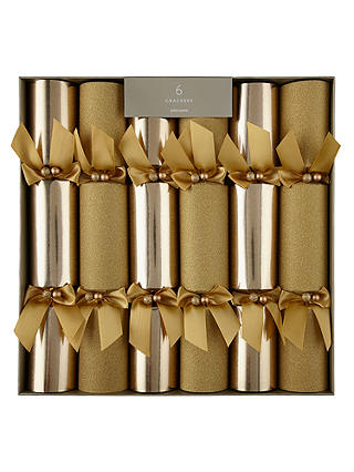 John Lewis & Partners Gold Luxury Christmas Crackers, Pack of 6