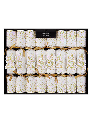 John Lewis & Partners Merry Christmas Crackers, Pack of 8, Gold