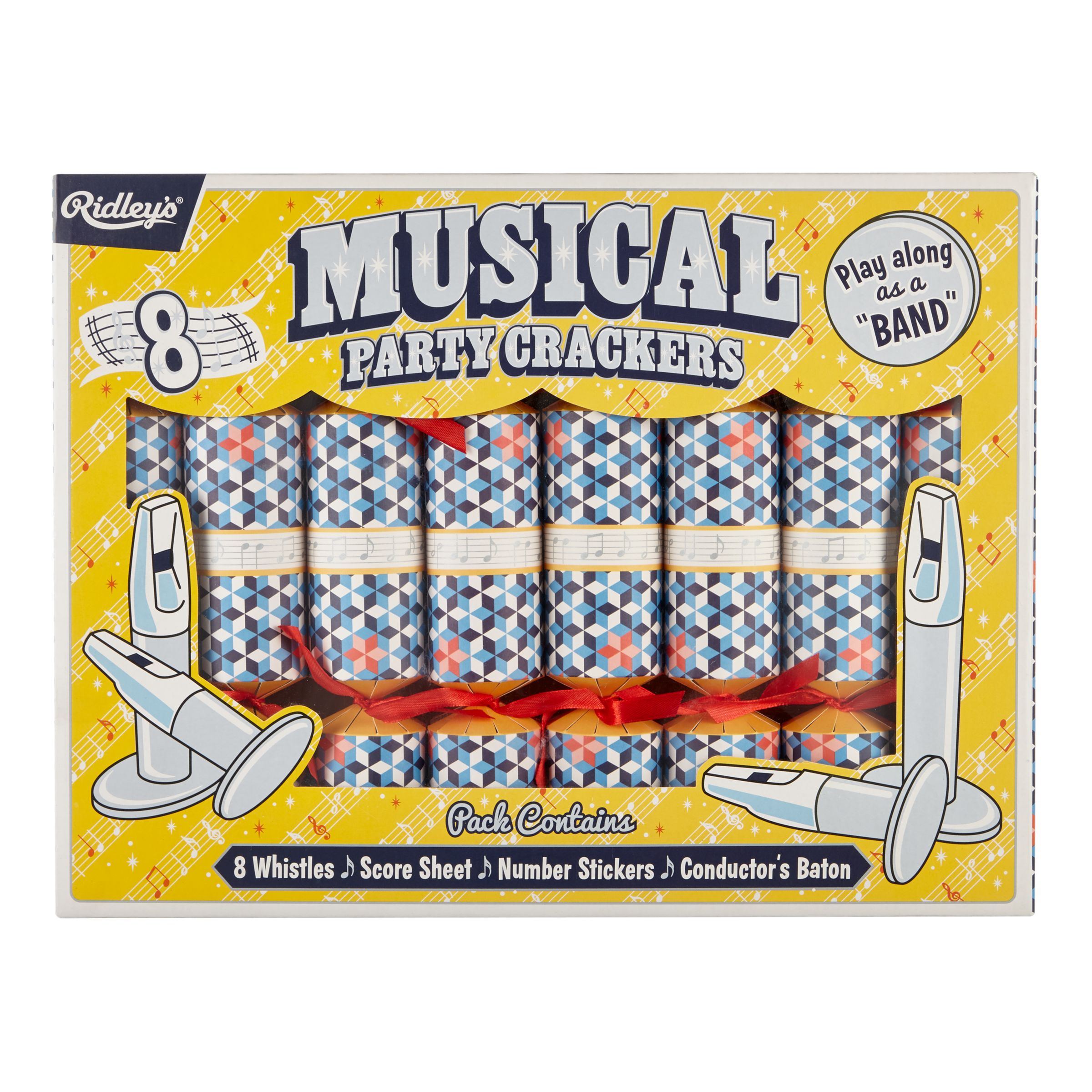 Ridley's Musical Party Luxury Christmas Rainbow Crackers, Pack of 8, Multi