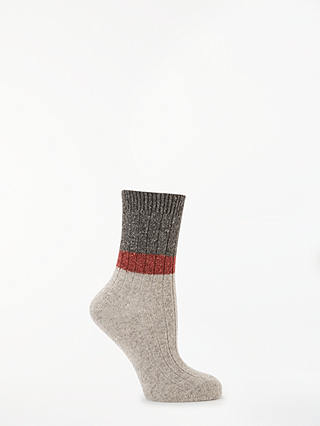 John Lewis & Partners Colour Block Ankle Socks, Grey/Multi