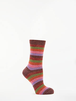 John Lewis & Partners Kaleidoscopic Striped Ankle Socks, Multi