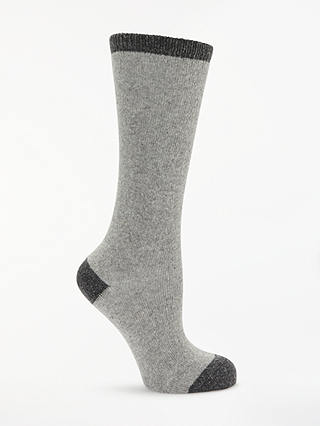John Lewis & Partners Wool and Silk Blend Knee High Socks, Grey Mix