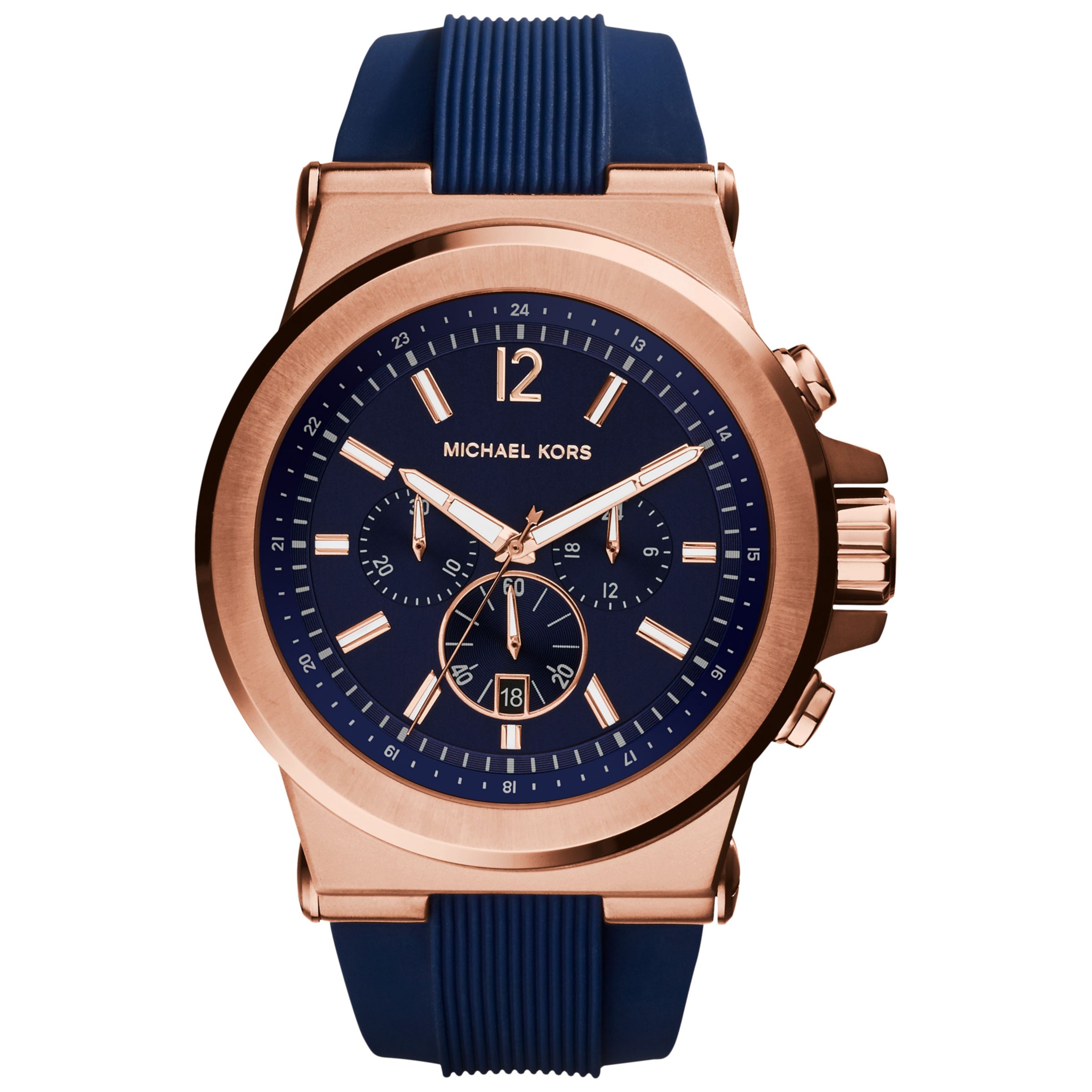 Michael Kors Men's Dylan Chronograph Date Silicone Strap Watch, Blue