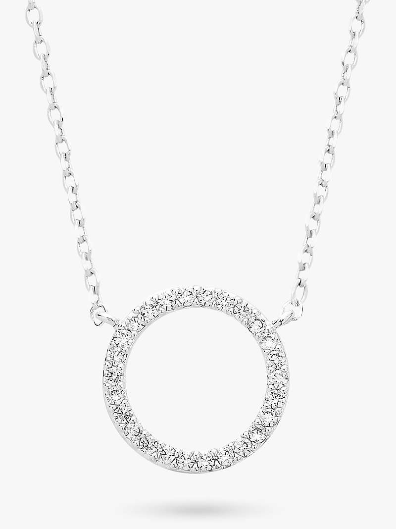 Buy Estella Bartlett Pave Cubic Zirconia Circle Pendant Necklace, Silver Online at johnlewis.com