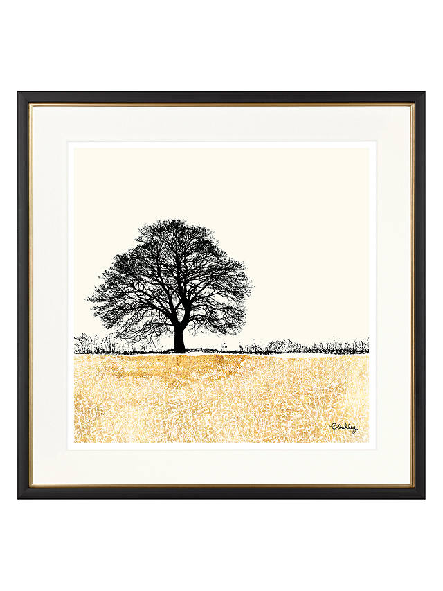 Charlotte Oakley - Tree In Golden Field Framed Print & Mount, 36 x 36cm, Gold