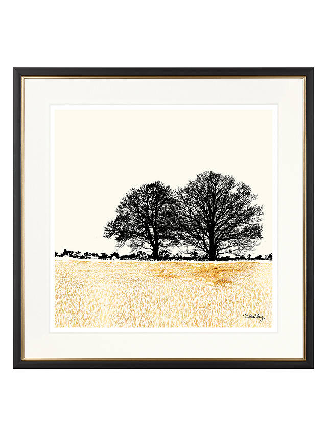 Charlotte Oakley - Tree Pair In Golden Field Framed Print & Mount, 36 x 36cm, Gold