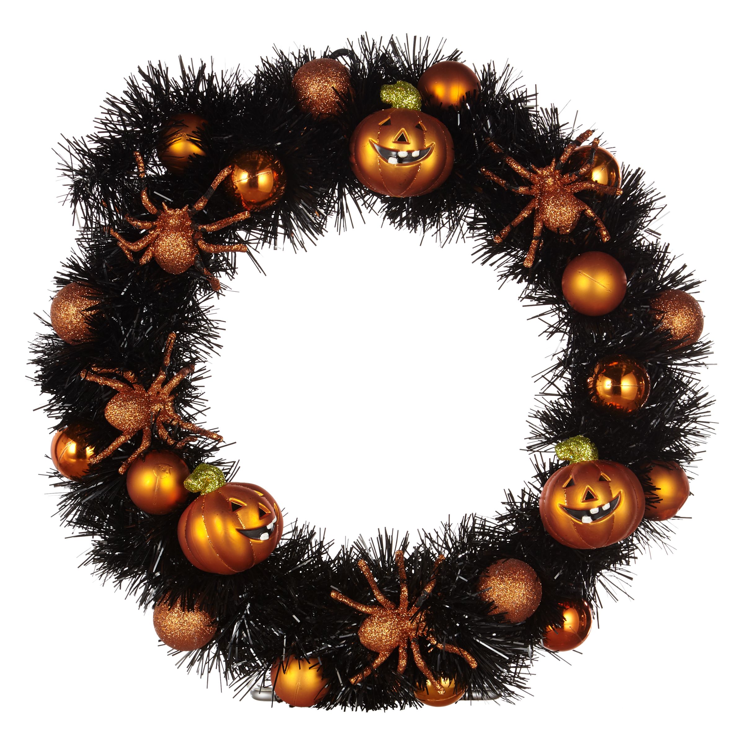 John Lewis & Partners Pumpkin Spider Tinsel Wreath