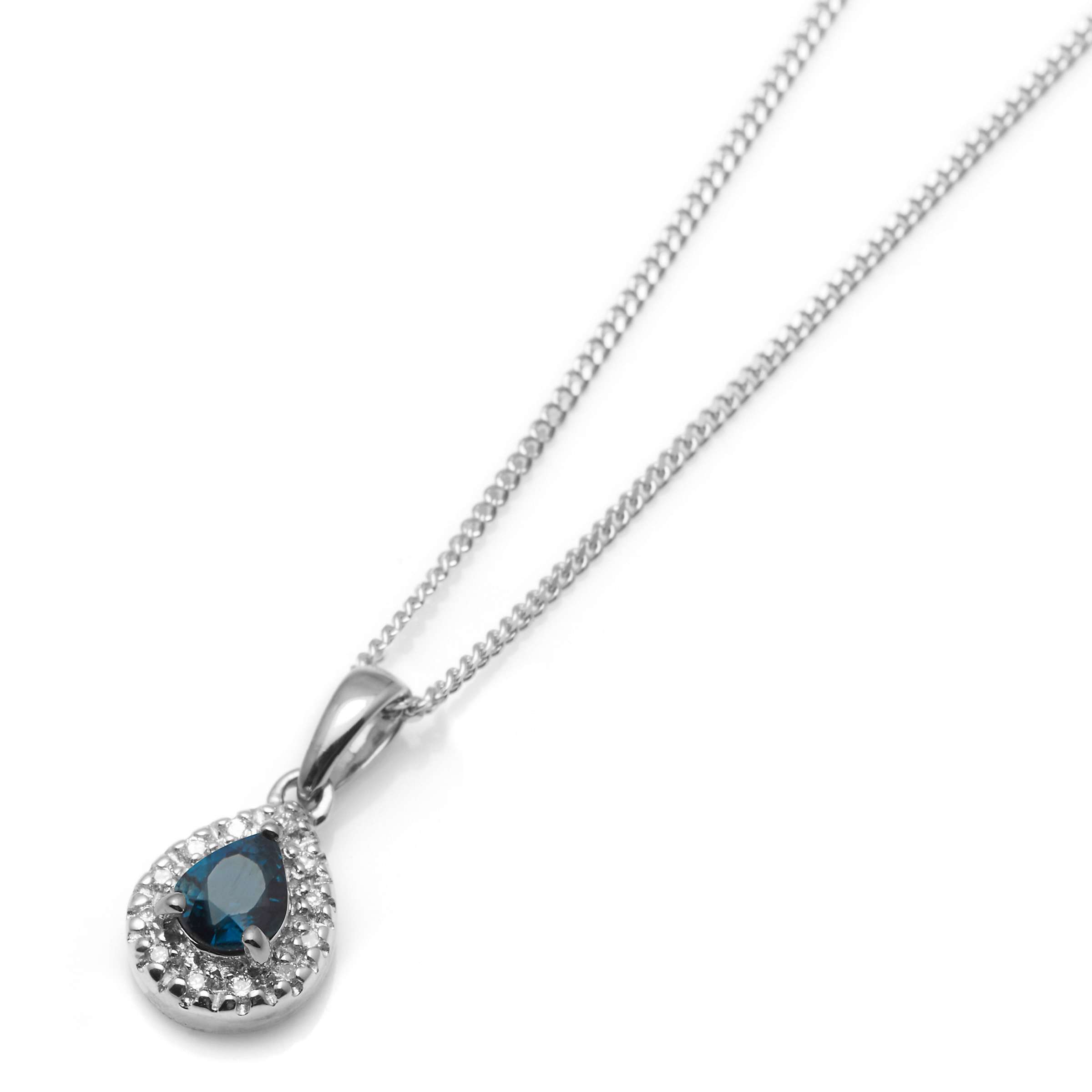Buy A B Davis 9ct Gold Precious Stone and Diamond Teardrop Pendant Necklace Online at johnlewis.com