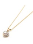 A B Davis 9ct Gold Diamond and Freshwater Pearl Heart Pendant Necklace, White