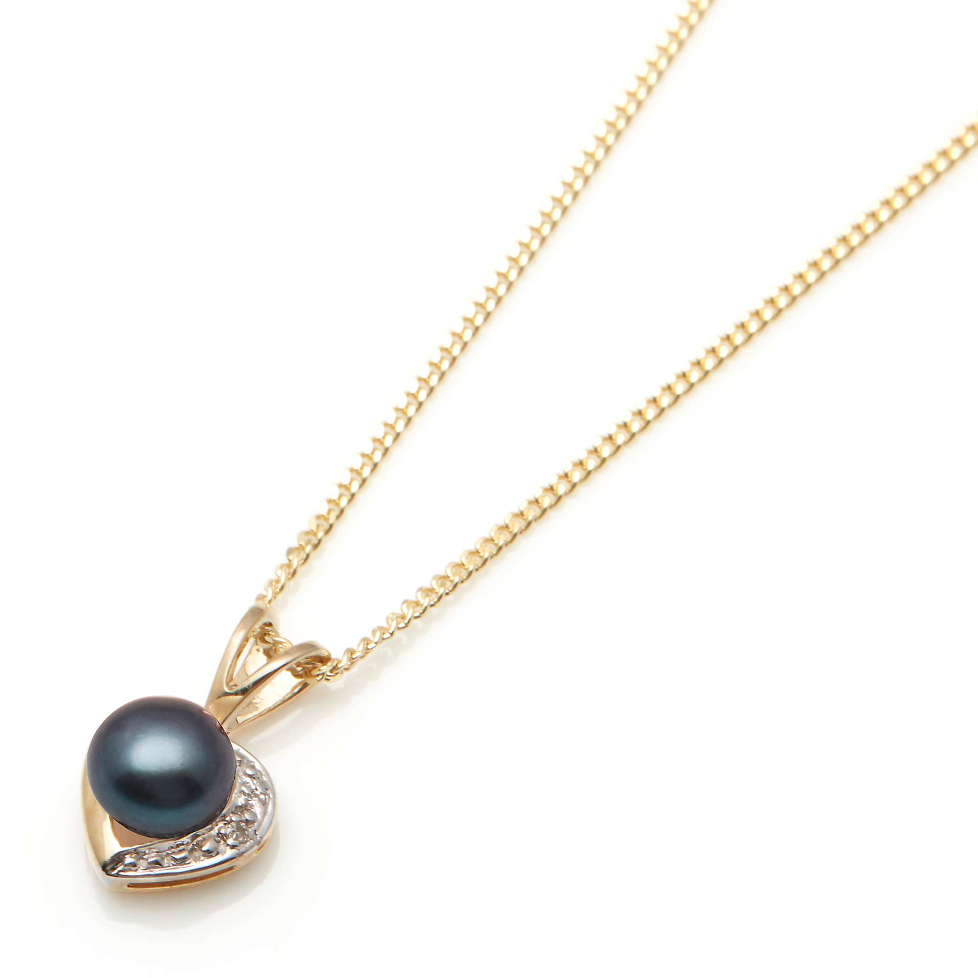 Buy A B Davis 9ct Gold Diamond and Freshwater Pearl Heart Pendant Necklace Online at johnlewis.com