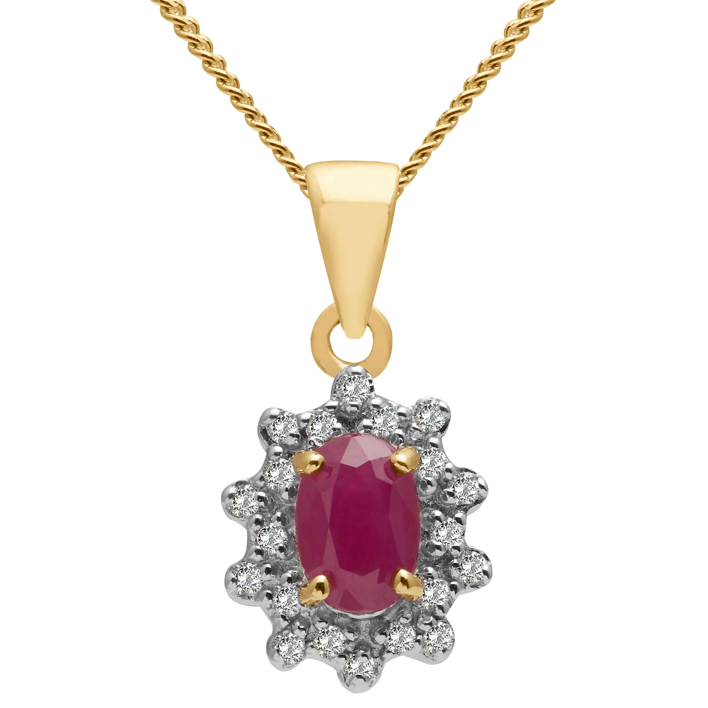 Buy A B Davis 9ct Gold Oval Precious Stone and Diamond Cluster Pendant Necklace Online at johnlewis.com