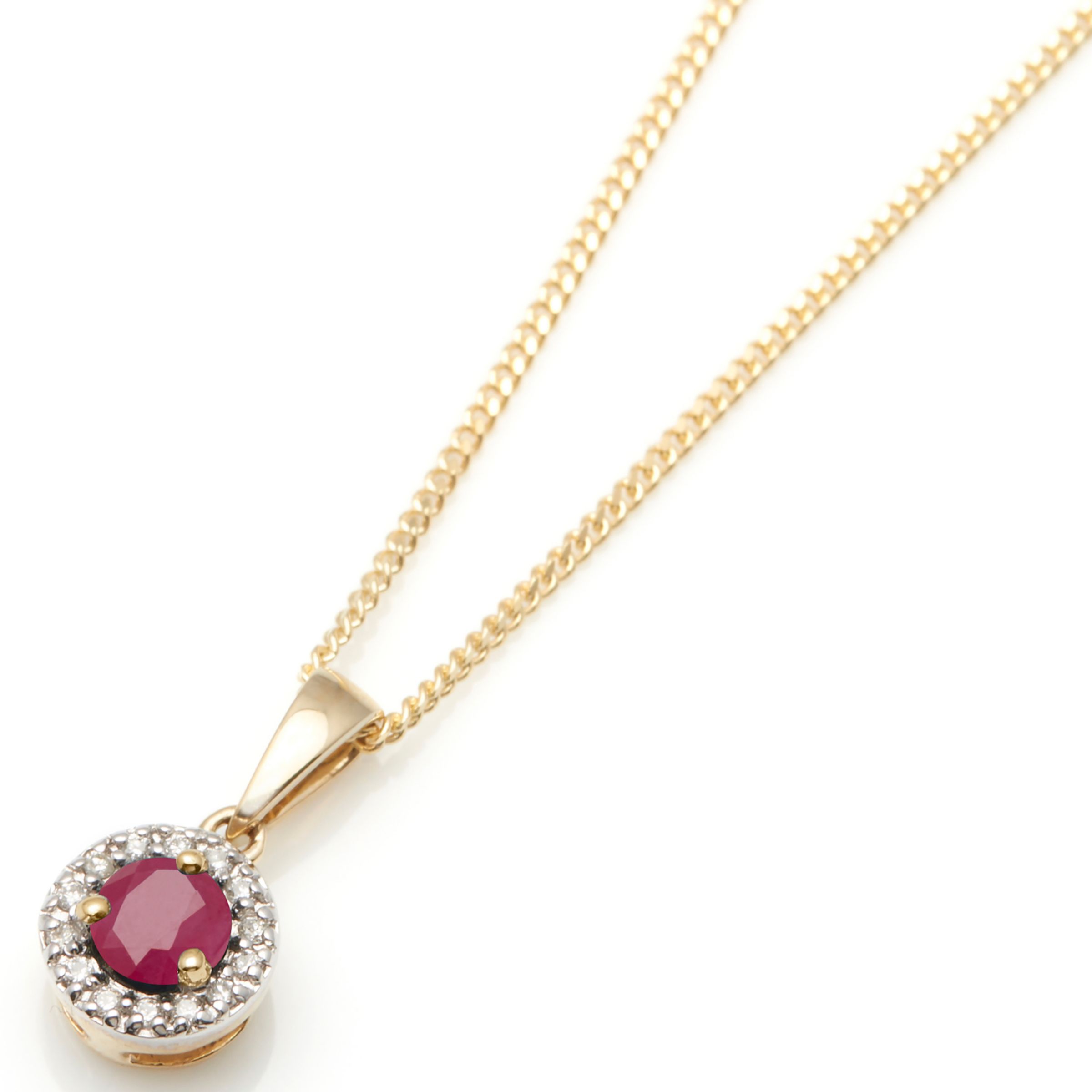 Buy A B Davis 9ct Gold Precious Stone and Diamond Round Pendant Necklace Online at johnlewis.com