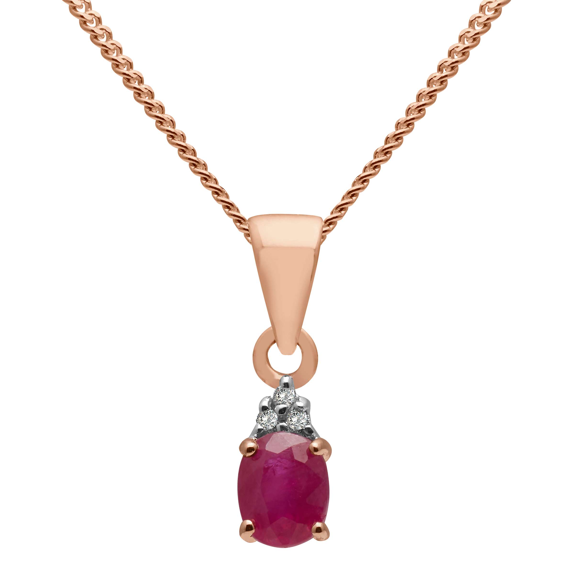 Buy A B Davis 9ct Gold Precious Stone and Diamond Oval Pendant Necklace Online at johnlewis.com