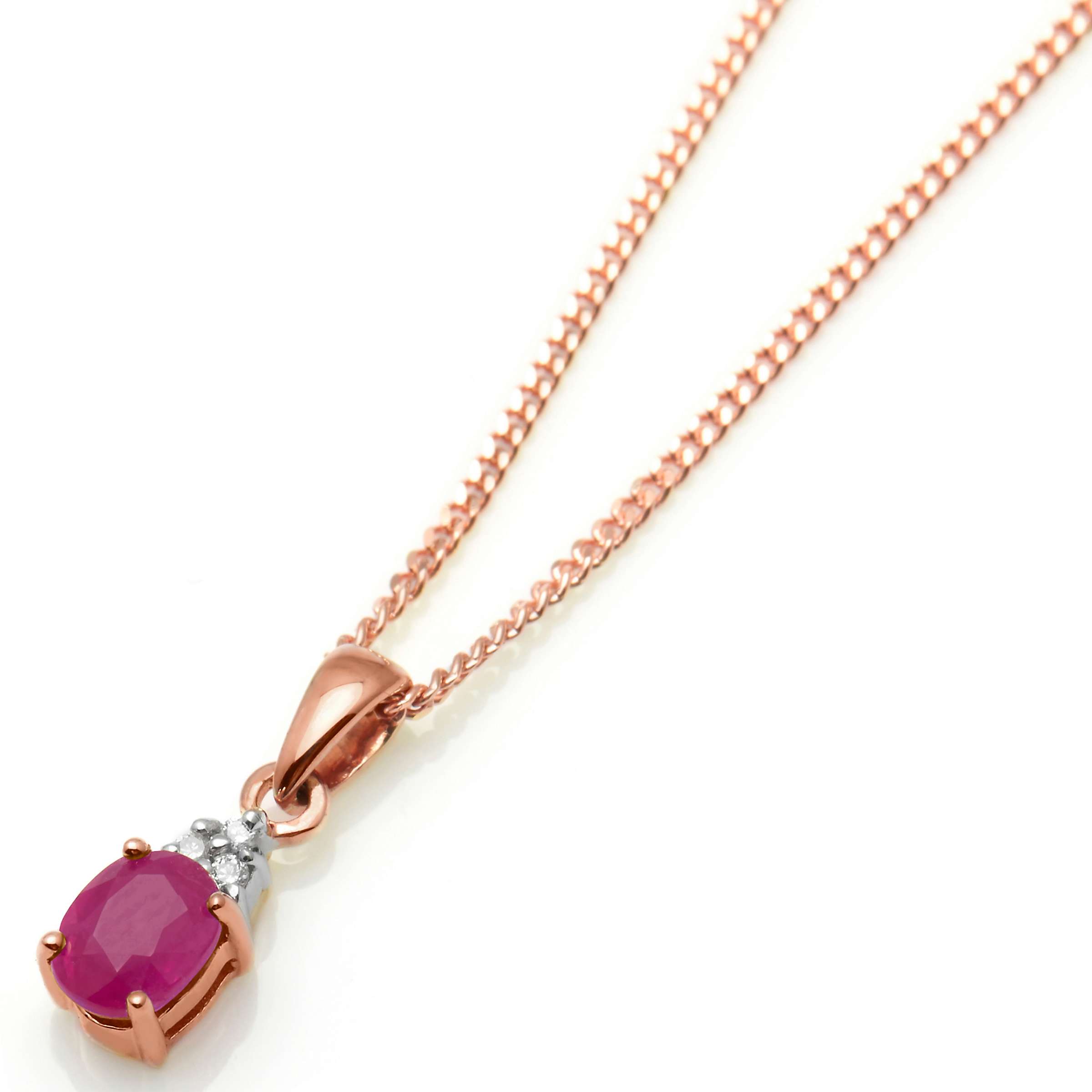 Buy A B Davis 9ct Gold Precious Stone and Diamond Oval Pendant Necklace Online at johnlewis.com