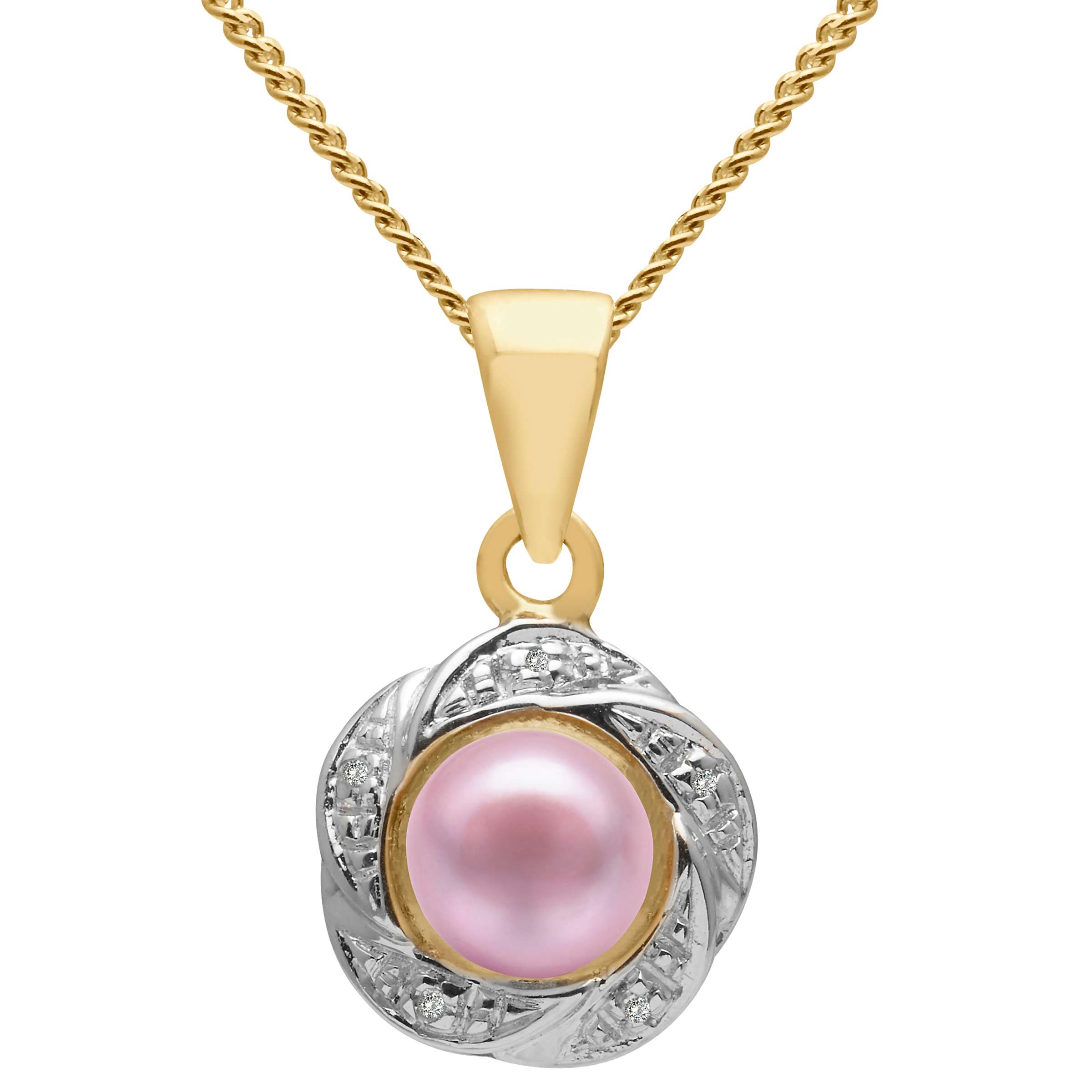 Buy A B Davis 9ct Gold Diamond and Freshwater Pearl Flower Pendant Necklace Online at johnlewis.com