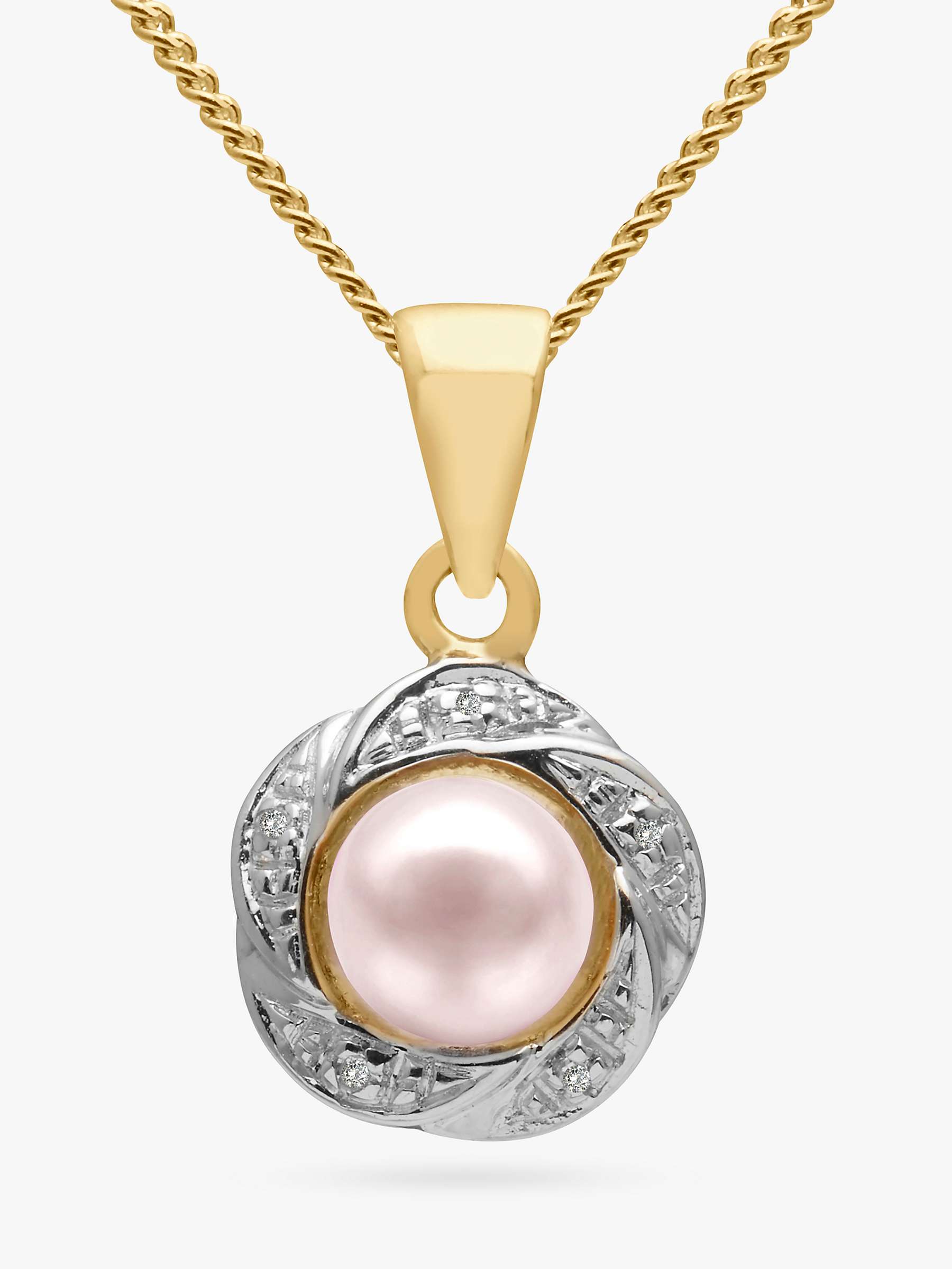 Buy A B Davis 9ct Gold Diamond and Freshwater Pearl Flower Pendant Necklace Online at johnlewis.com